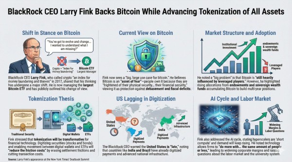 Генеральный директор Blackrock удваивает ставки на биткойн, призывая к более быстрому токенизации всех активов