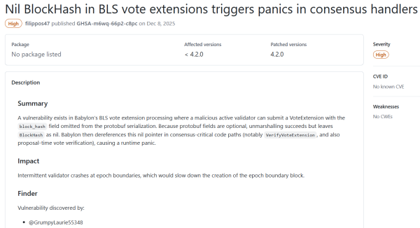 Уязвимость, обнаруженная в коде стейкинга Babylon, может замедлить производство блоков