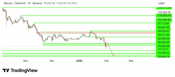 Биткоин обвалился ниже $76 000: здравствуй, медвежий рынок Биткоин обвалился ниже $76 000: здравствуй, медвежий рынок